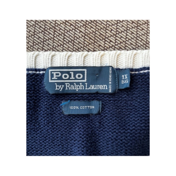 Men's Polo by Ralph Lauren Sleeveless V-Neck Vest. Size 1X Big. Navy - Picture 3 of 3